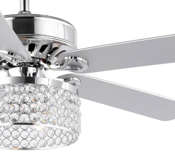Kristie 52" Crystal/Metal Modern Glam Drum LED Ceiling Fan With Remote - JONATHAN Y